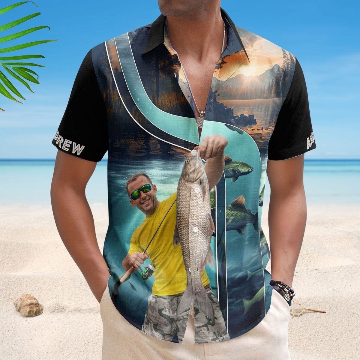 Personalized Fishing Aloha Shirt – Custom Photo Fishing Bass Fish For Men Husband - Custom Photo Hawaiian Shirt