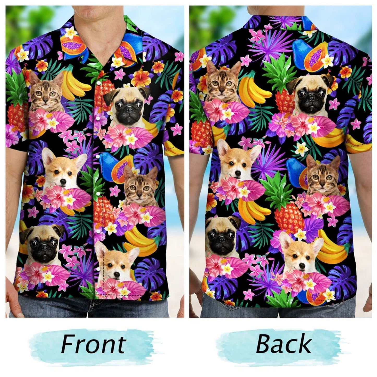 Custom Aloha Shirt – Custom Photo Funny Family Pet Tropical - Gift For Pet Lovers, Dog Lovers, Cat Lovers - Personalized Custom Hawaiian Shirt