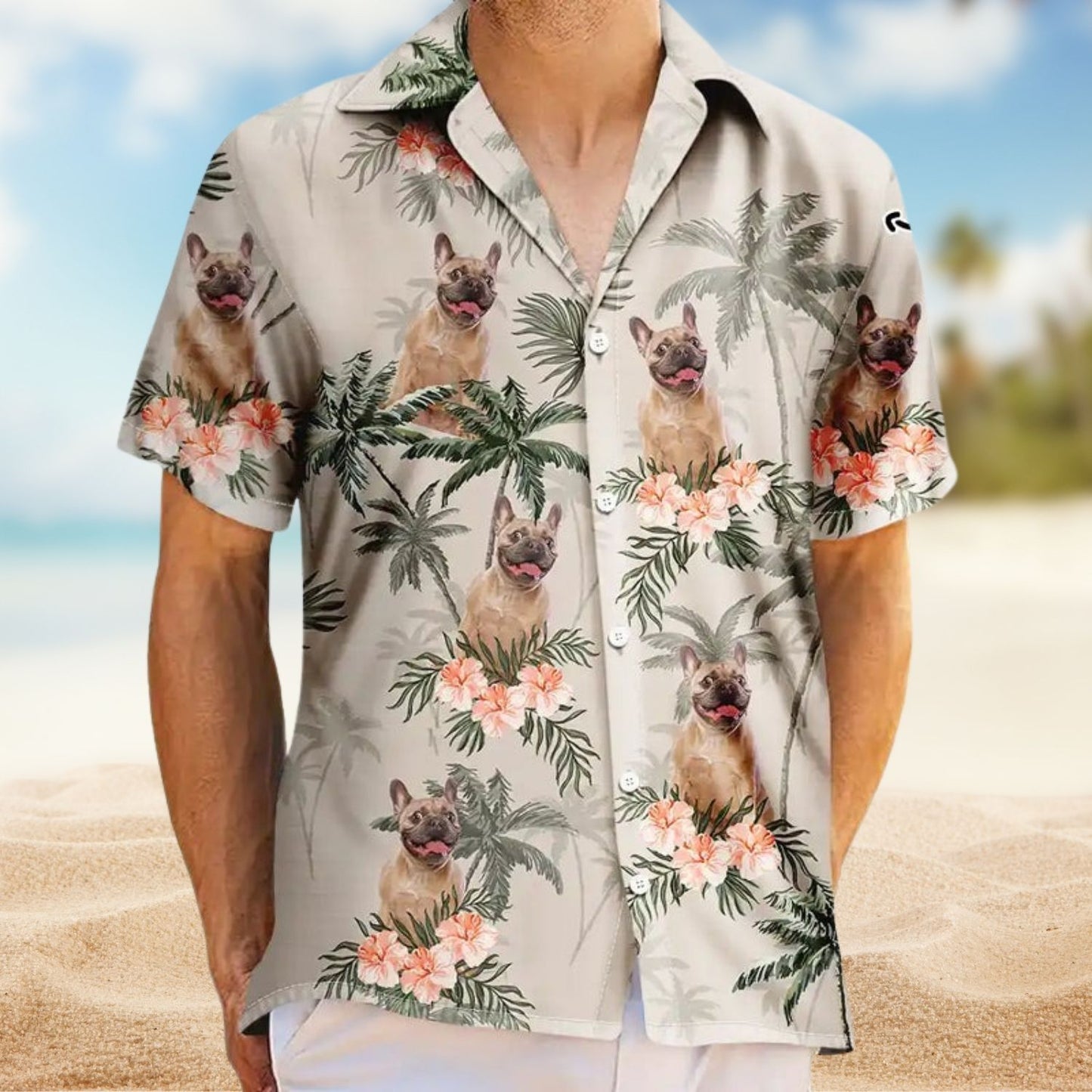 Tropical Beach Style Custom Photo Family Pet Face Palm Tree Pattern - Personalized Hawaiian Shirt