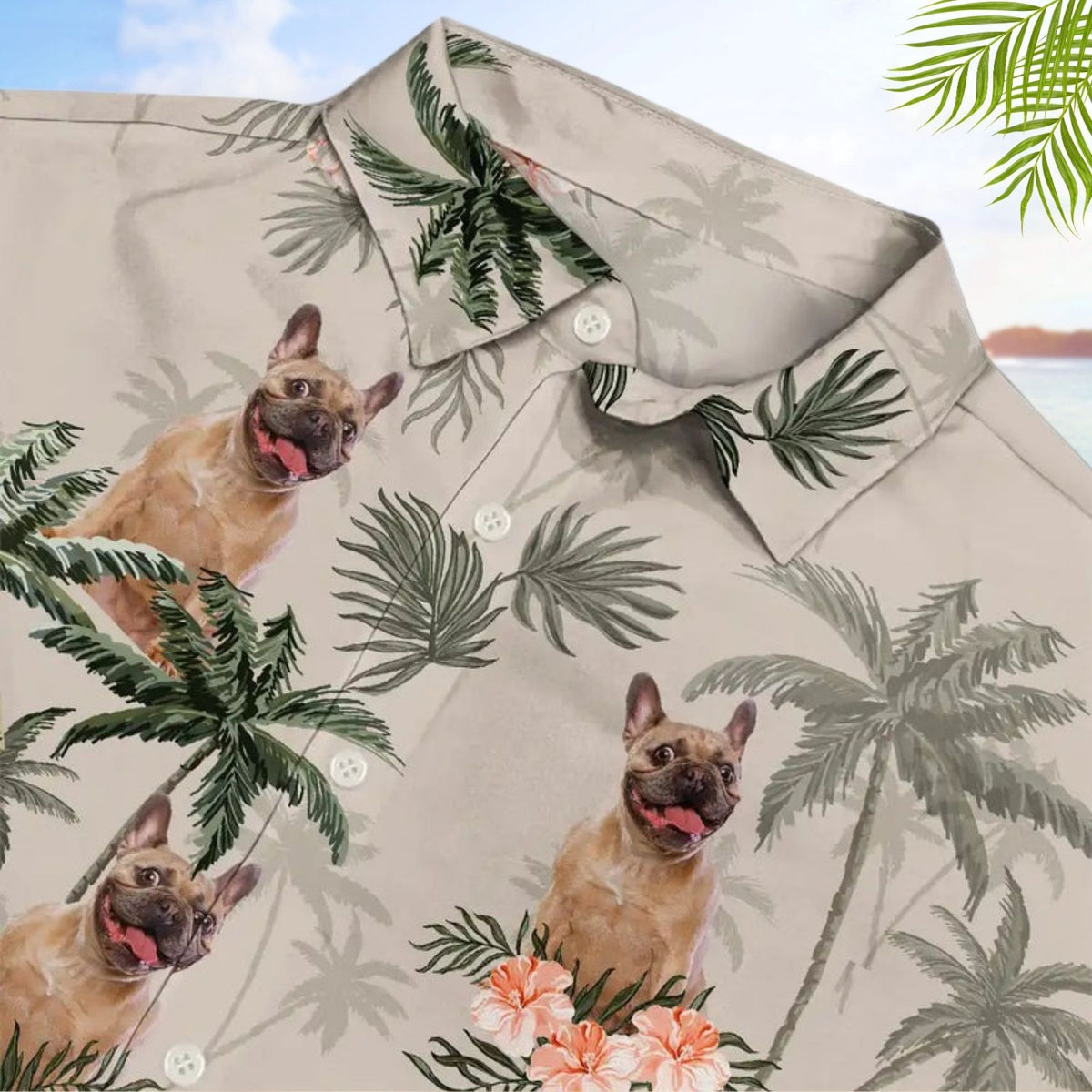 Tropical Beach Style Custom Photo Family Pet Face Palm Tree Pattern - Personalized Hawaiian Shirt