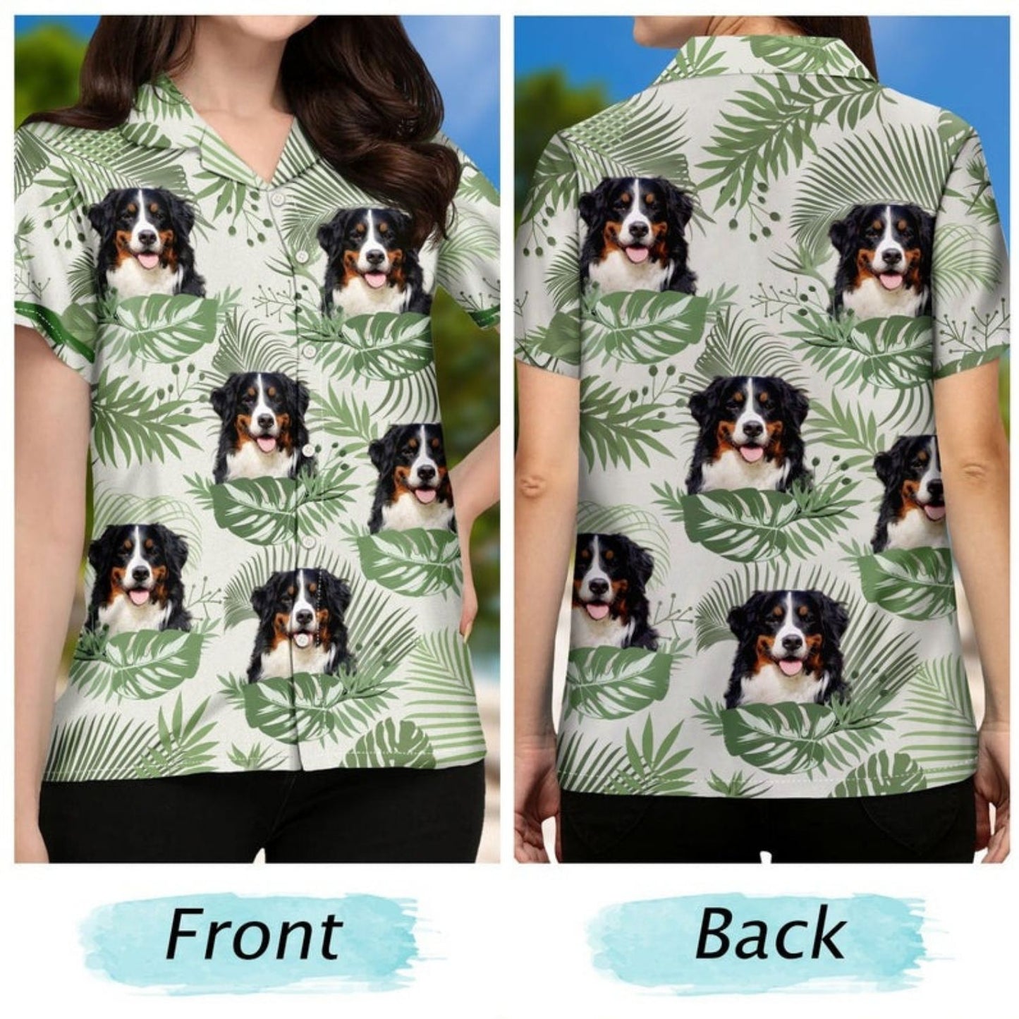 Tropical Beach Style Vacation Shirt – Custom Photo Funny Family Pet Face Tropical Leaf - Gift For Men, Dog And Cat Lovers - Personalized Custom Hawaiian Shirt