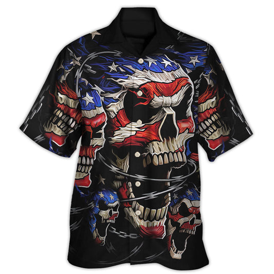 Hawaiian Shirt / Adults / S Skull Love America Forever Limited Edition - Hawaiian Shirt - HAWS04DUC100621 - Owls Matrix LTD