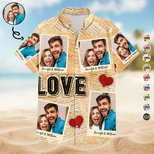 Custom Photo Newspaper Funny Love Gift for Couples, Husband & Boyfriend – Personalized Hawaiian Shirt