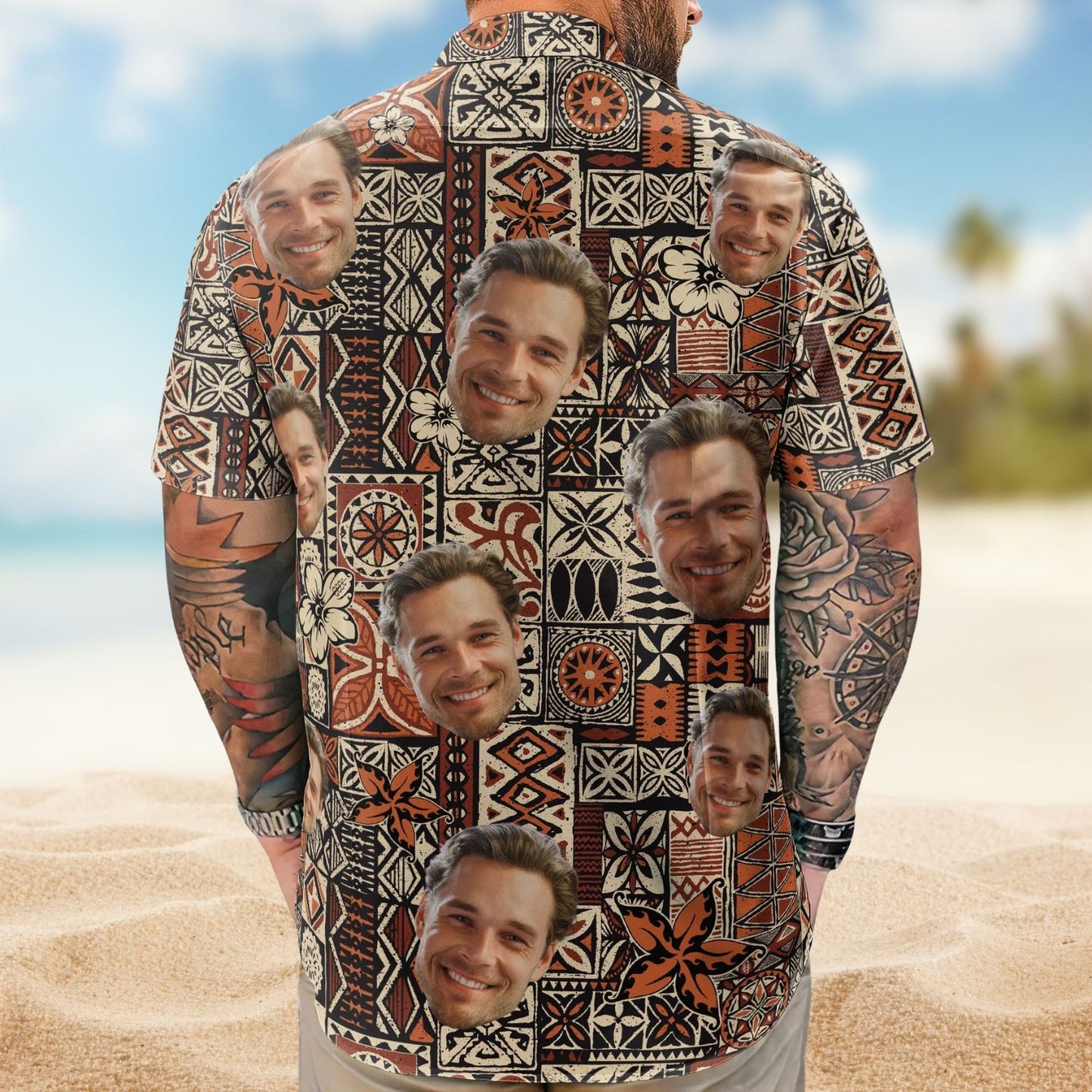 Custom Face Funny Photo Hawaii Tribal for Men & Women – Custom Photo Hawaiian Shirts