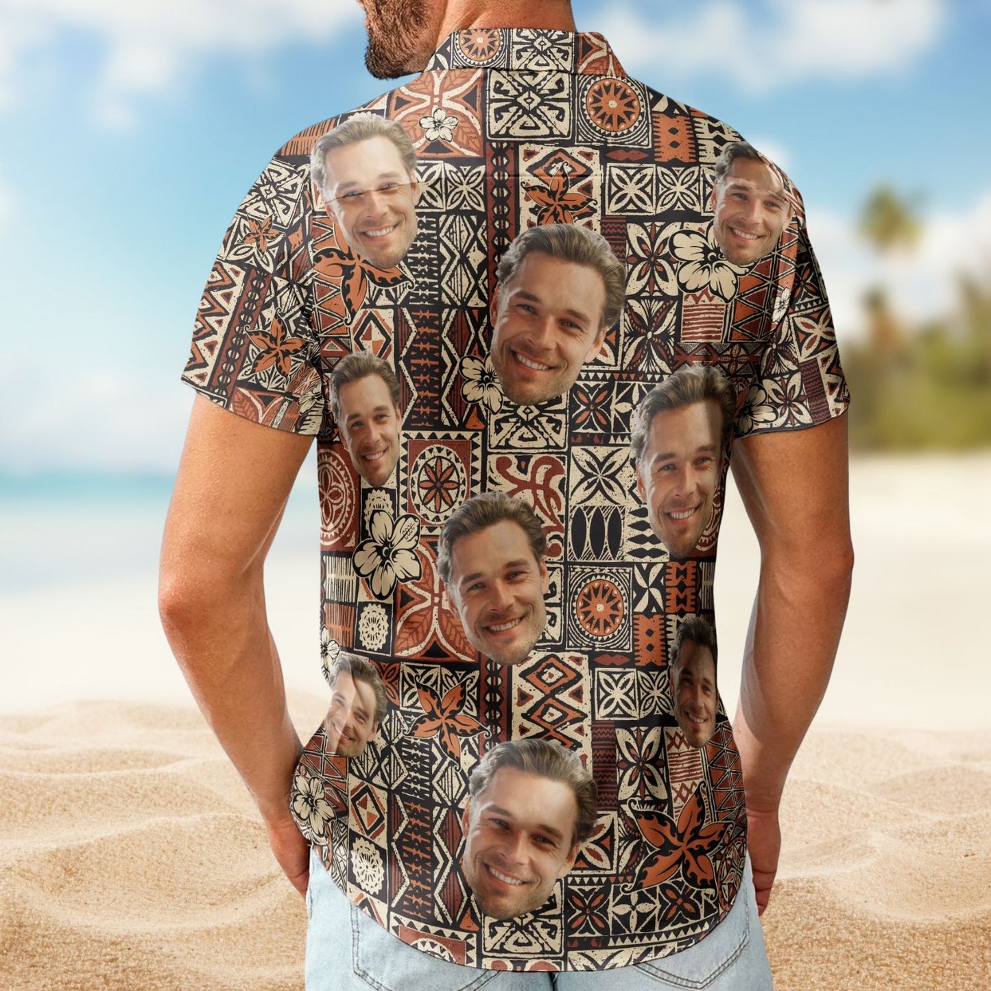 Custom Face Funny Photo Hawaii Tribal for Men & Women – Custom Photo Hawaiian Shirts