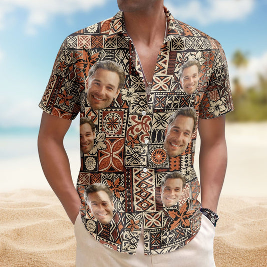 Custom Face Funny Photo Hawaii Tribal for Men & Women – Custom Photo Hawaiian Shirts