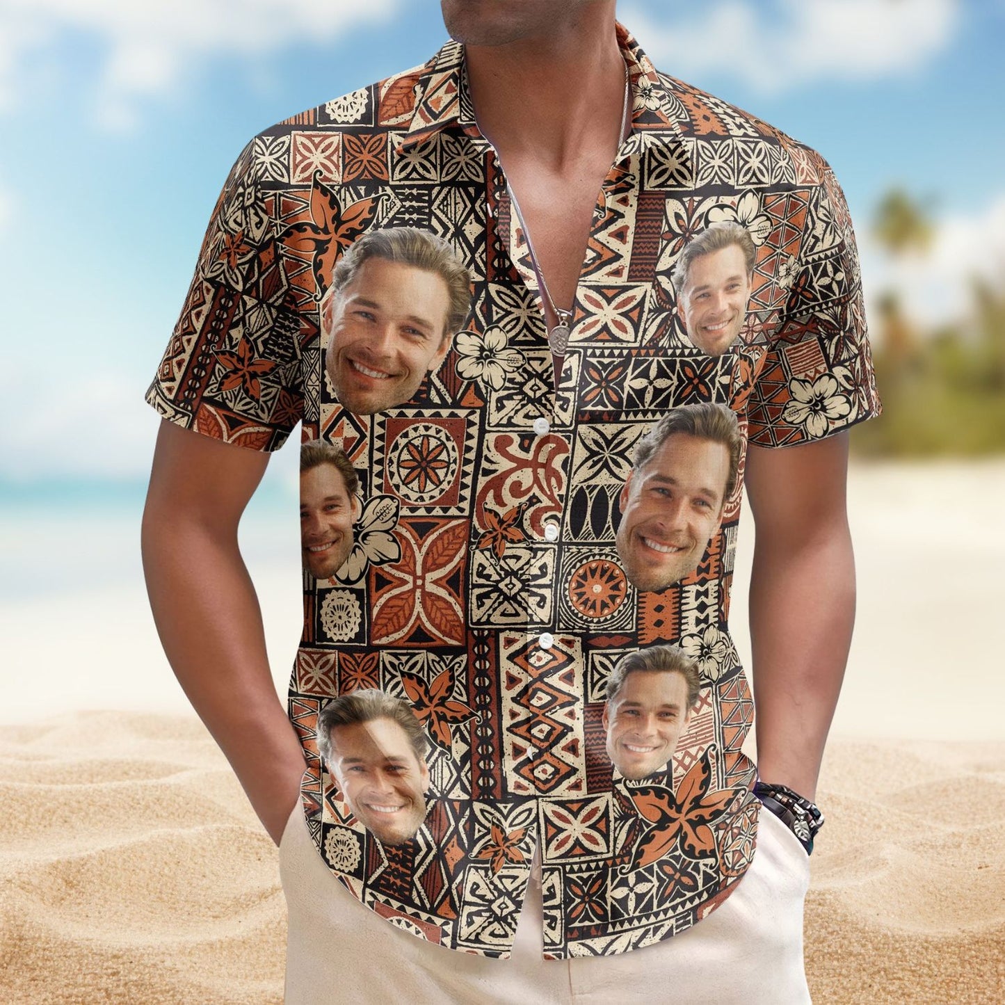 Custom Face Funny Photo Hawaii Tribal for Men & Women – Custom Photo Hawaiian Shirts