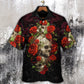 Skull And Roses Dark Artistic Style - Hawaiian Shirt