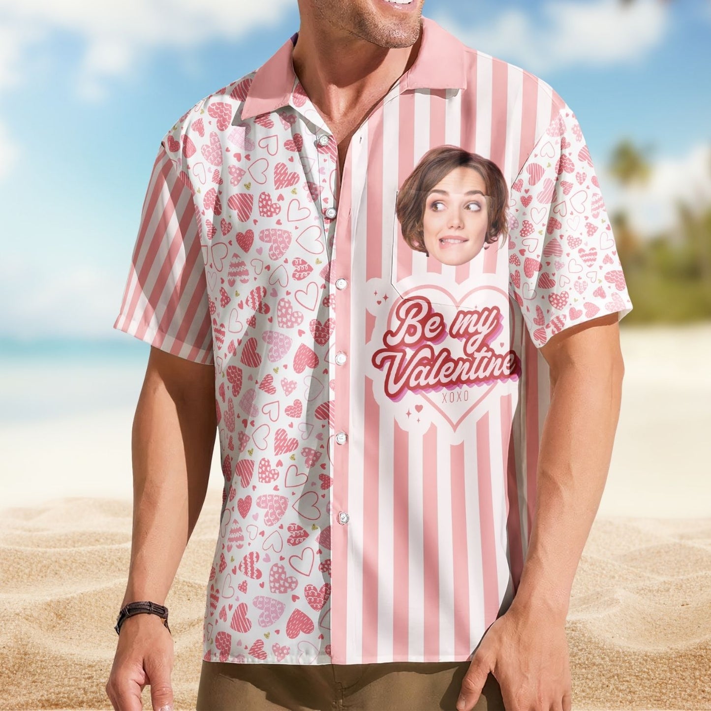 Be My Valentine - Personalized Photo Hawaiian Shirt