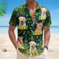 Custom Pet Face Hawaiian Shirt - St. Patrick's Day Shamrock Paws Funny Photo Gift