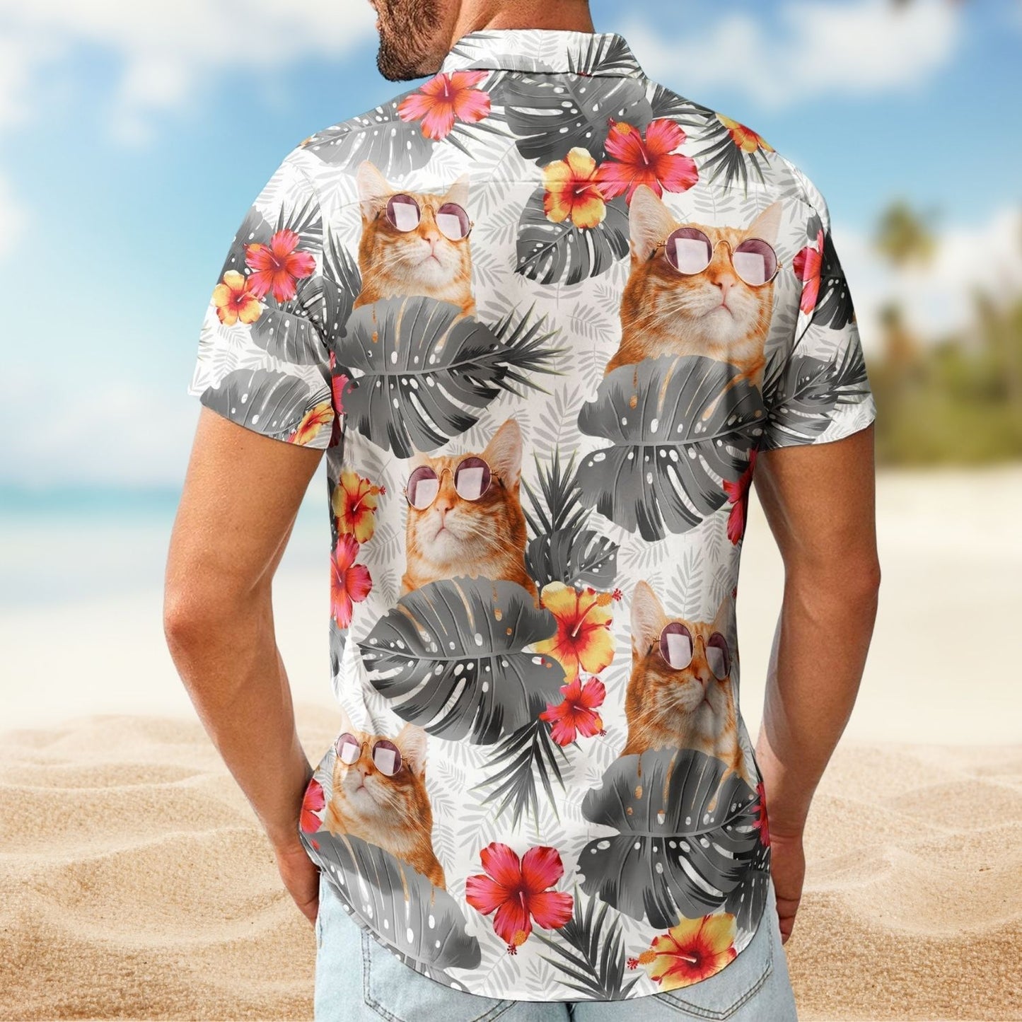 Tropical Aloha Shirt with Custom Face – Funny Photo Pet Lovers Gift Custom Hawaiian Shirts
