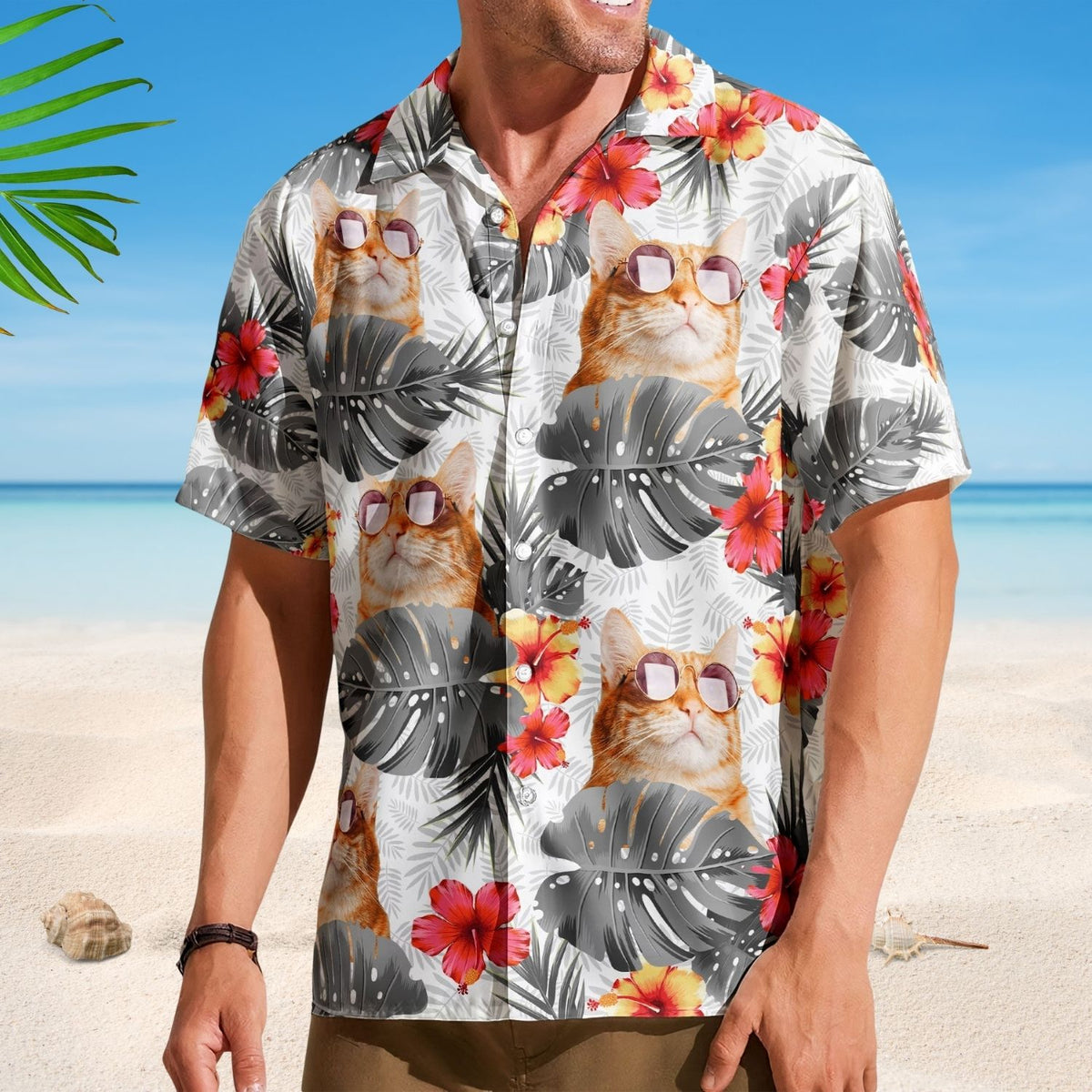 Tropical Aloha Shirt with Custom Face – Funny Photo Pet Lovers Gift Custom Hawaiian Shirts