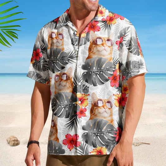 Tropical Aloha Shirt with Custom Face – Funny Photo Pet Lovers Gift Custom Hawaiian Shirts