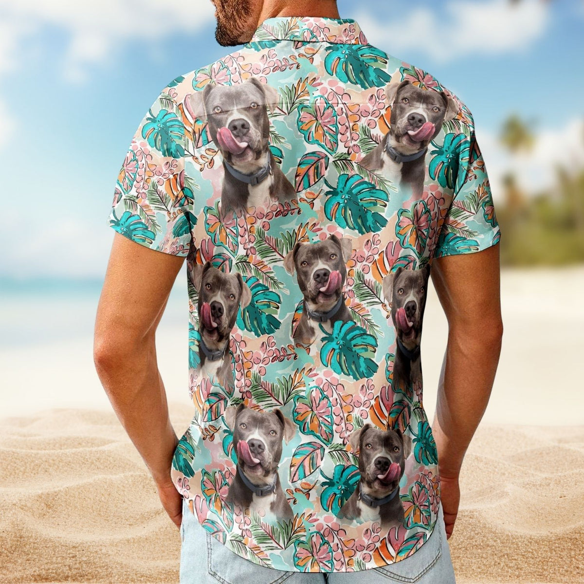 Tropical Aloha Shirt with Custom Face – Funny Photo Pet Lover Gift Custom Hawaiian Shirts