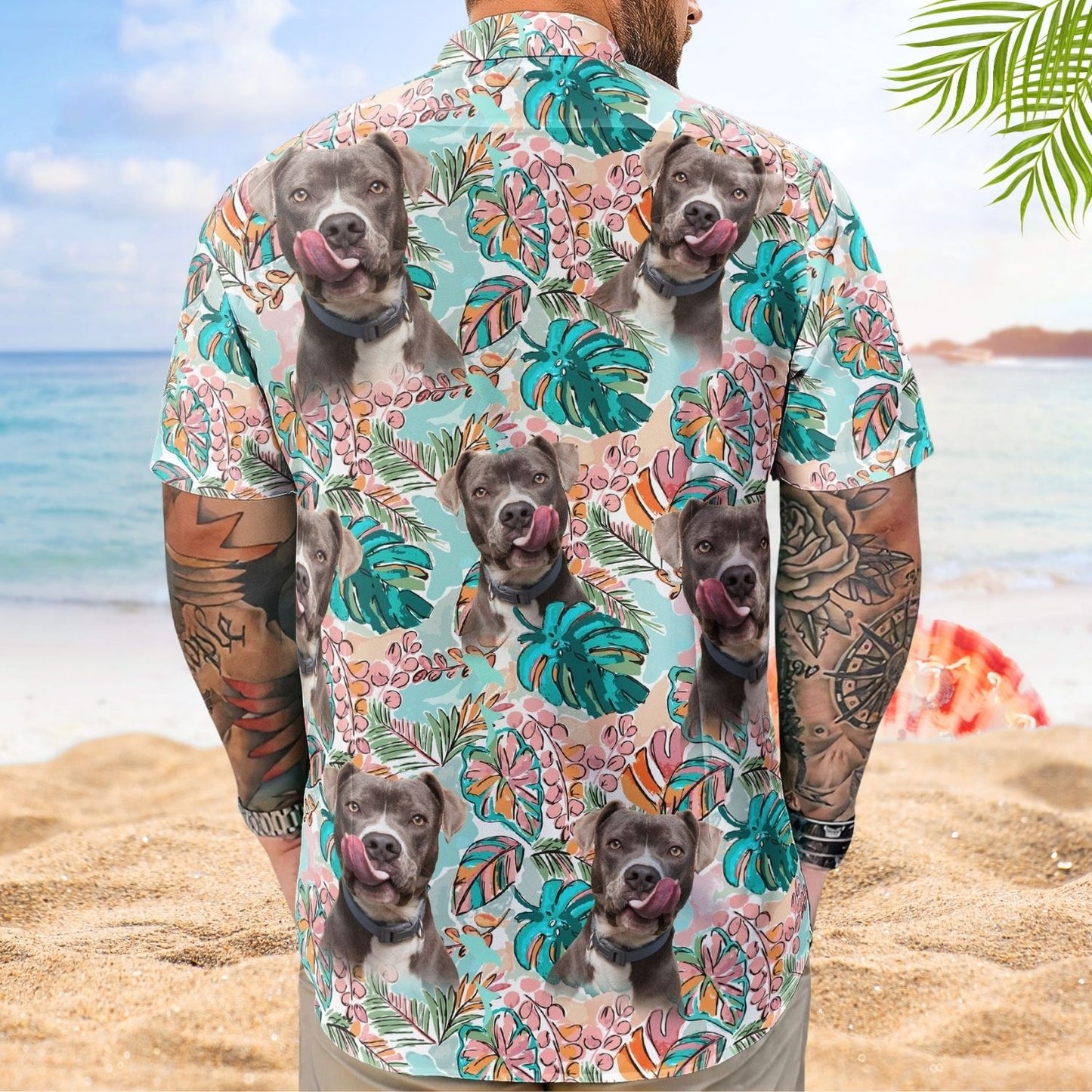 Tropical Aloha Shirt with Custom Face – Funny Photo Pet Lover Gift Custom Hawaiian Shirts