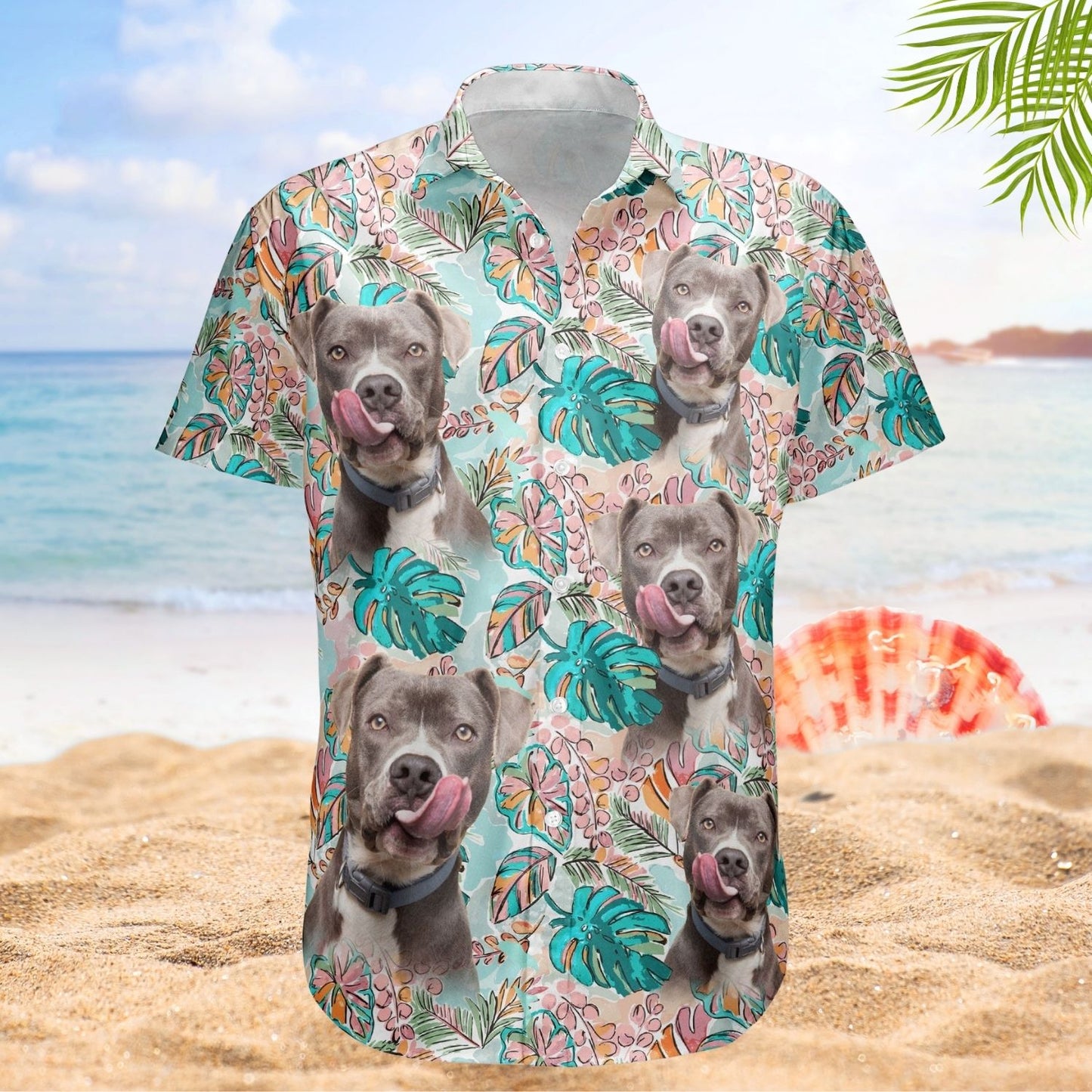 Tropical Aloha Shirt with Custom Face – Funny Photo Pet Lover Gift Custom Hawaiian Shirts