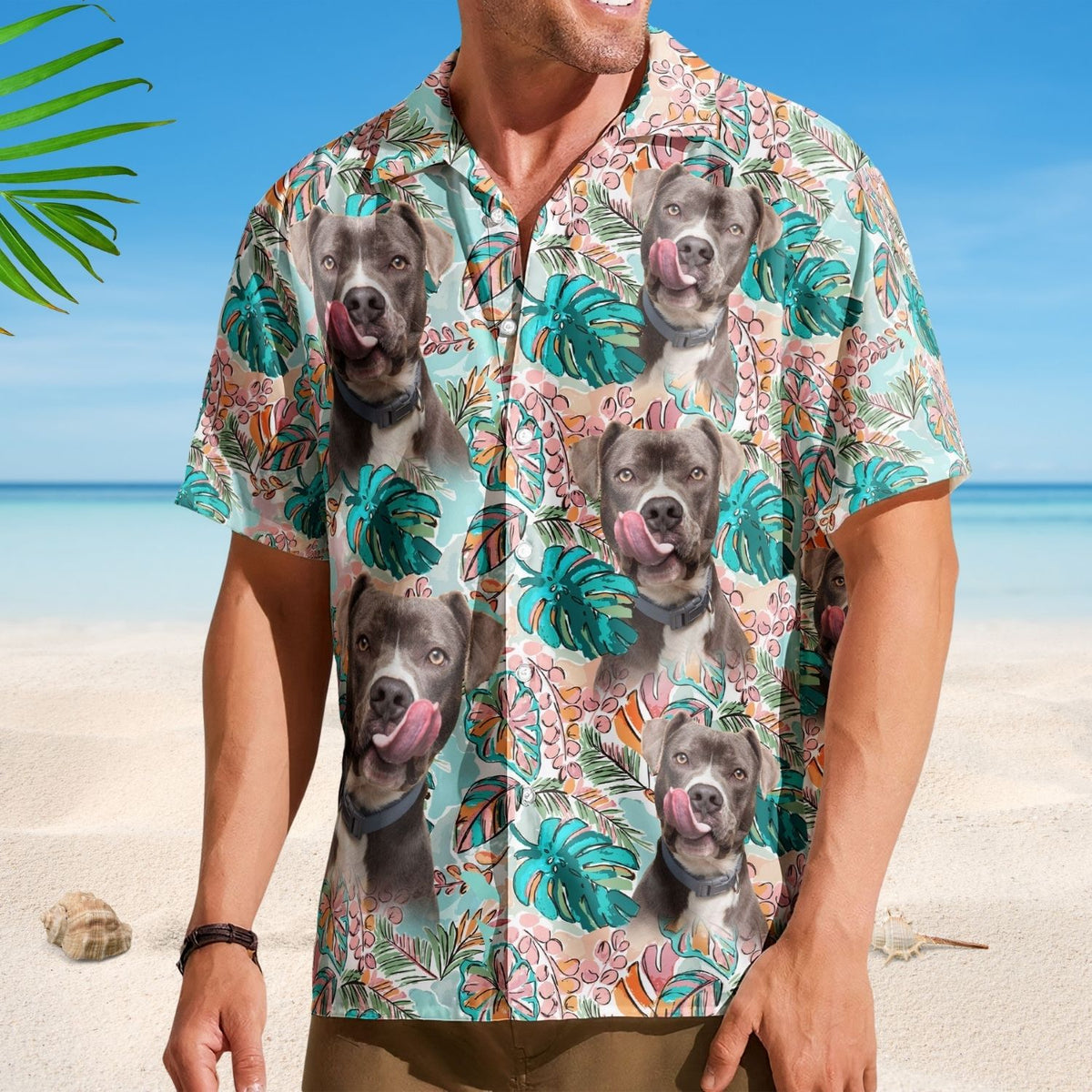 Tropical Aloha Shirt with Custom Face – Funny Photo Pet Lover Gift Custom Hawaiian Shirts
