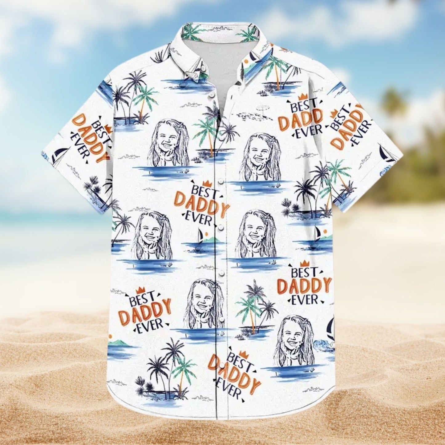 Pencil Drawing Best Dad Grandpa Ever Shirt – Custom Photo Personalized Hawaiian Shirt
