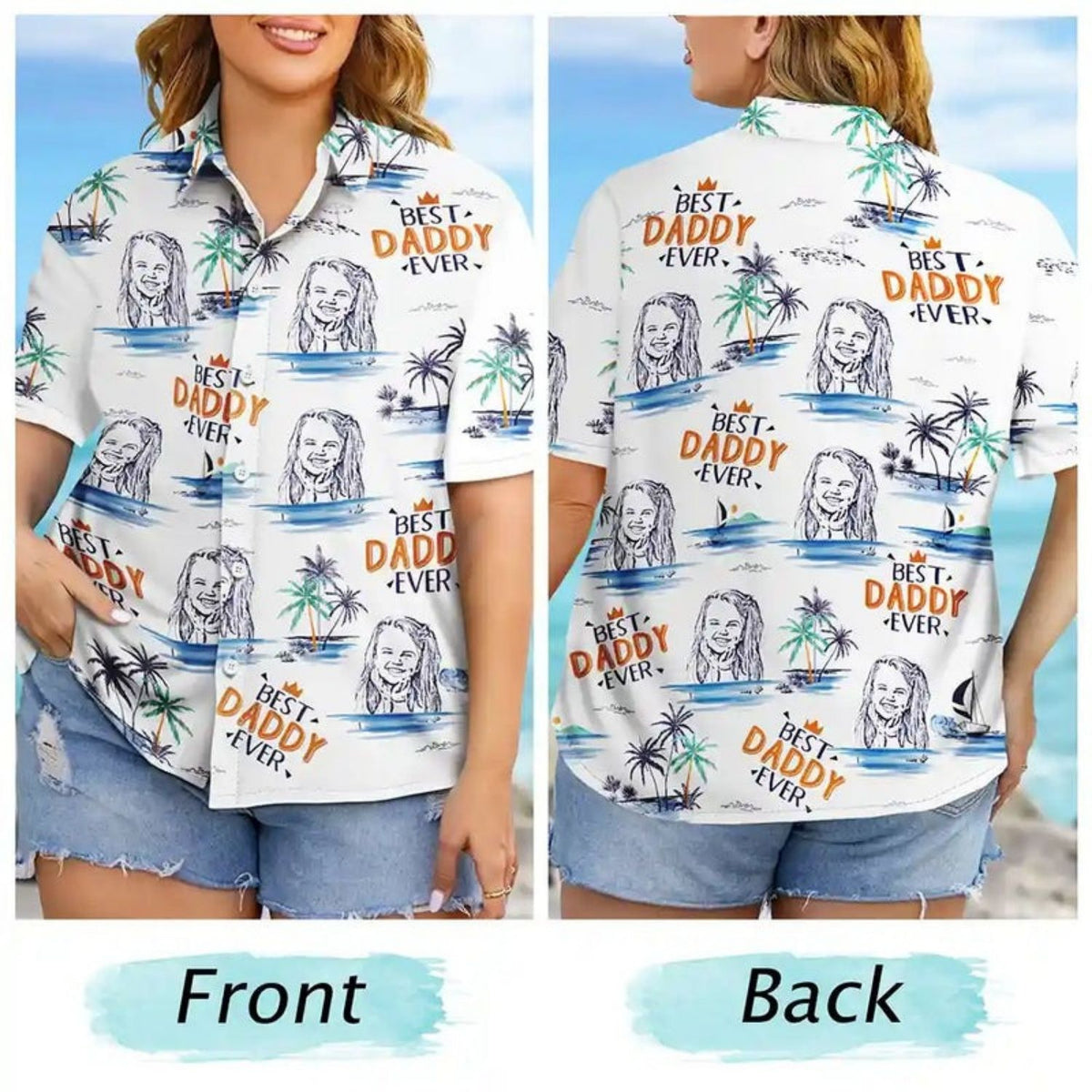 Pencil Drawing Best Dad Grandpa Ever Shirt – Custom Photo Personalized Hawaiian Shirt