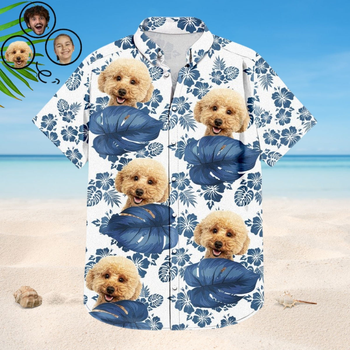 Tropical Beach Style Vacation Shirt – Custom Photo Tropical Funny Family Pet Face - Personalized Hawaiian Shirt