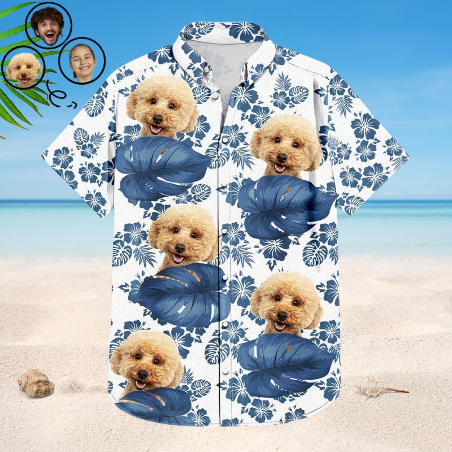 Tropical Beach Style Vacation Shirt – Custom Photo Tropical Funny Family Pet Face - Personalized Hawaiian Shirt