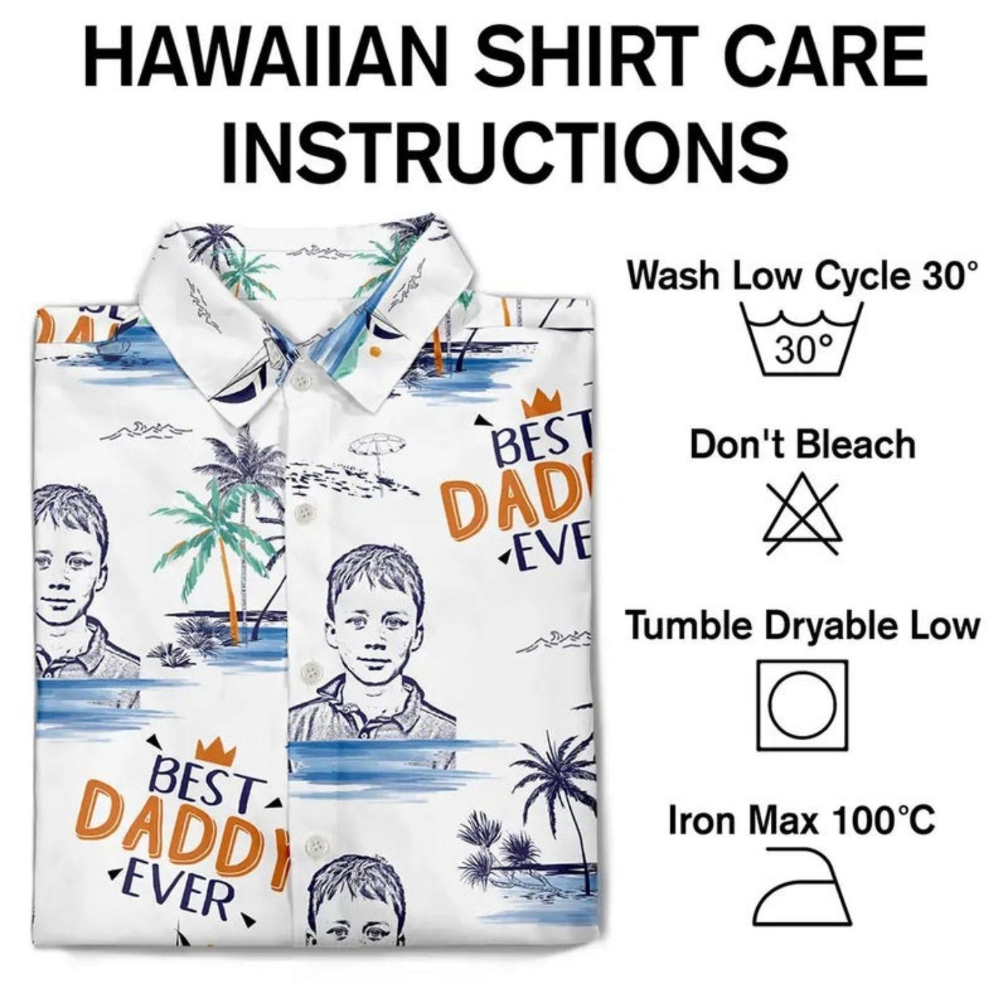 Pencil Drawing Best Dad Grandpa Ever Shirt – Custom Photo Personalized Hawaiian Shirt