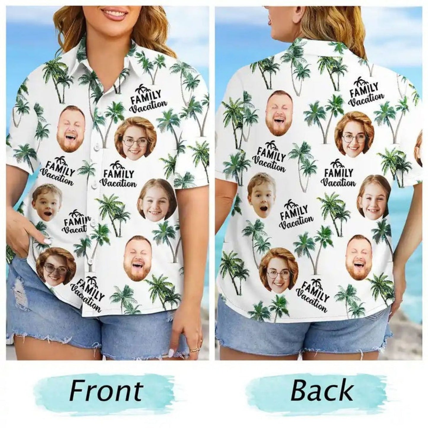 Tropical Beach Outfit Custom Photo Family Vacation Family Trip - Personalized Hawaiian Shirt