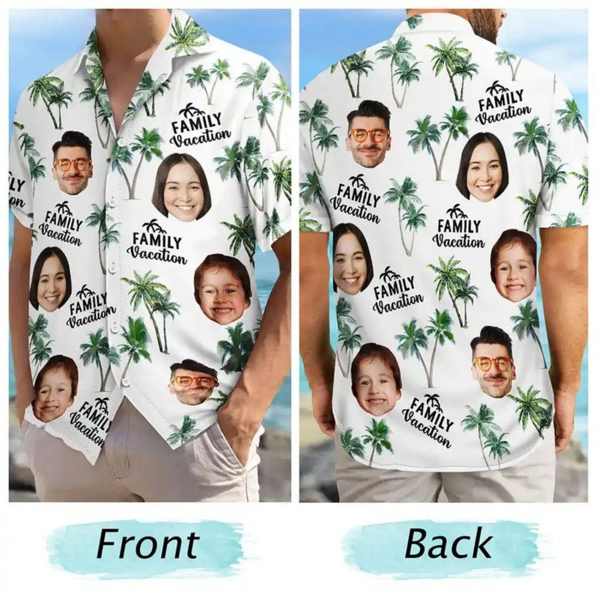 Tropical Beach Outfit Custom Photo Family Vacation Family Trip - Personalized Hawaiian Shirt