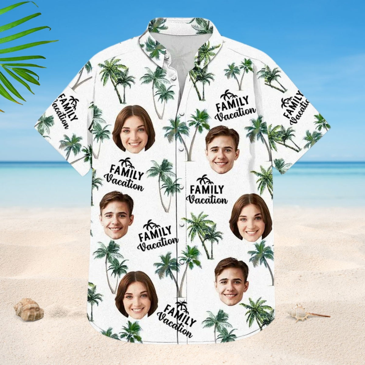 Tropical Beach Outfit Custom Photo Family Vacation Family Trip - Personalized Hawaiian Shirt