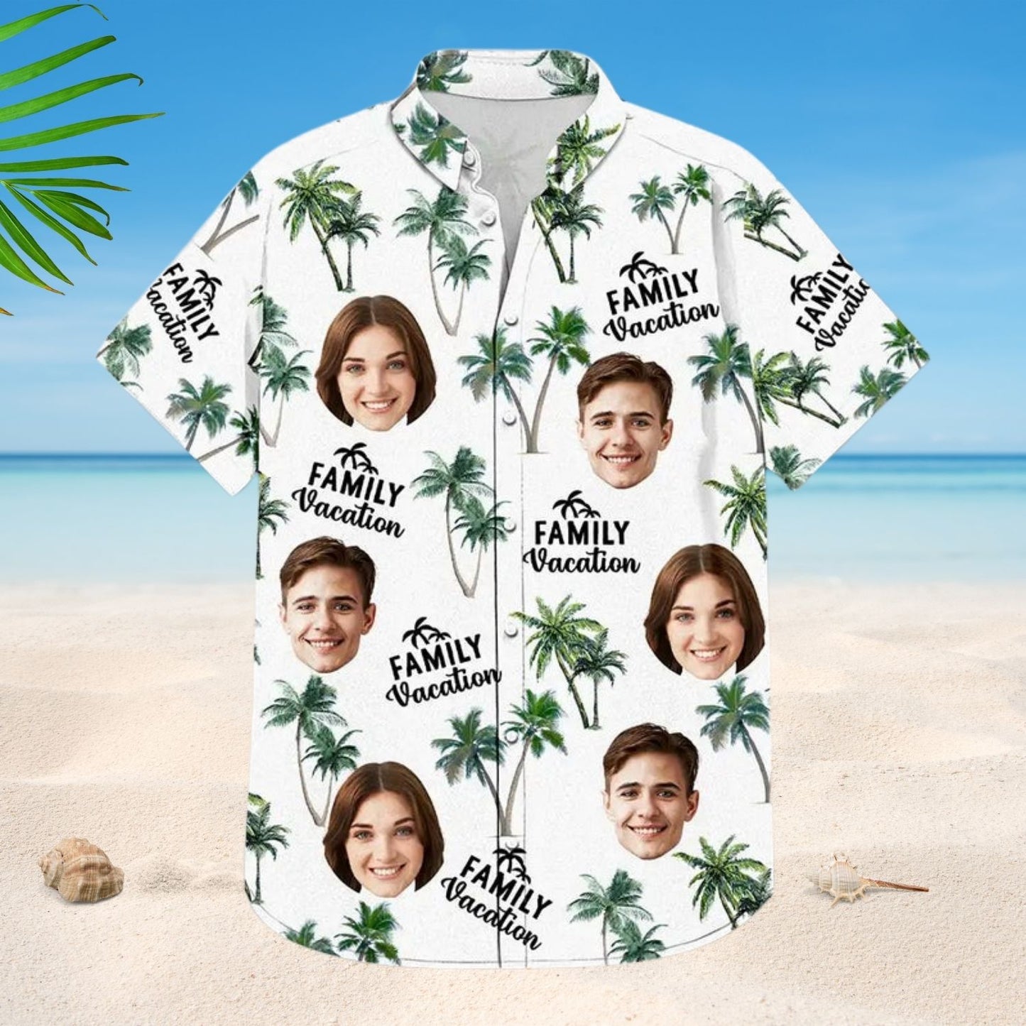Tropical Beach Outfit Custom Photo Family Vacation Family Trip - Personalized Hawaiian Shirt