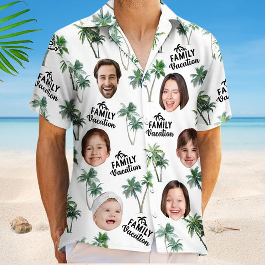 Tropical Beach Outfit Custom Photo Family Vacation Family Trip - Personalized Hawaiian Shirt