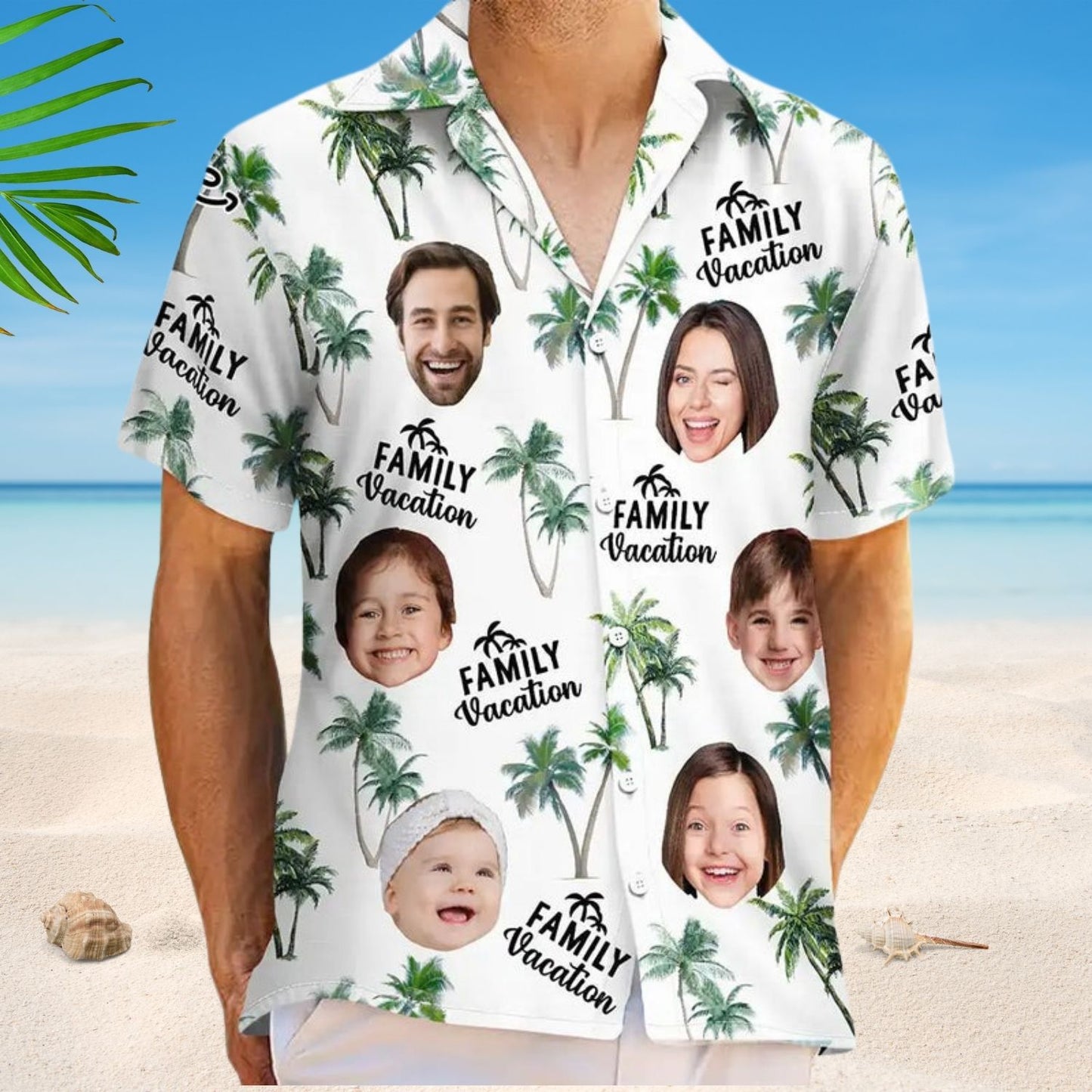 Tropical Beach Outfit Custom Photo Family Vacation Family Trip - Personalized Hawaiian Shirt
