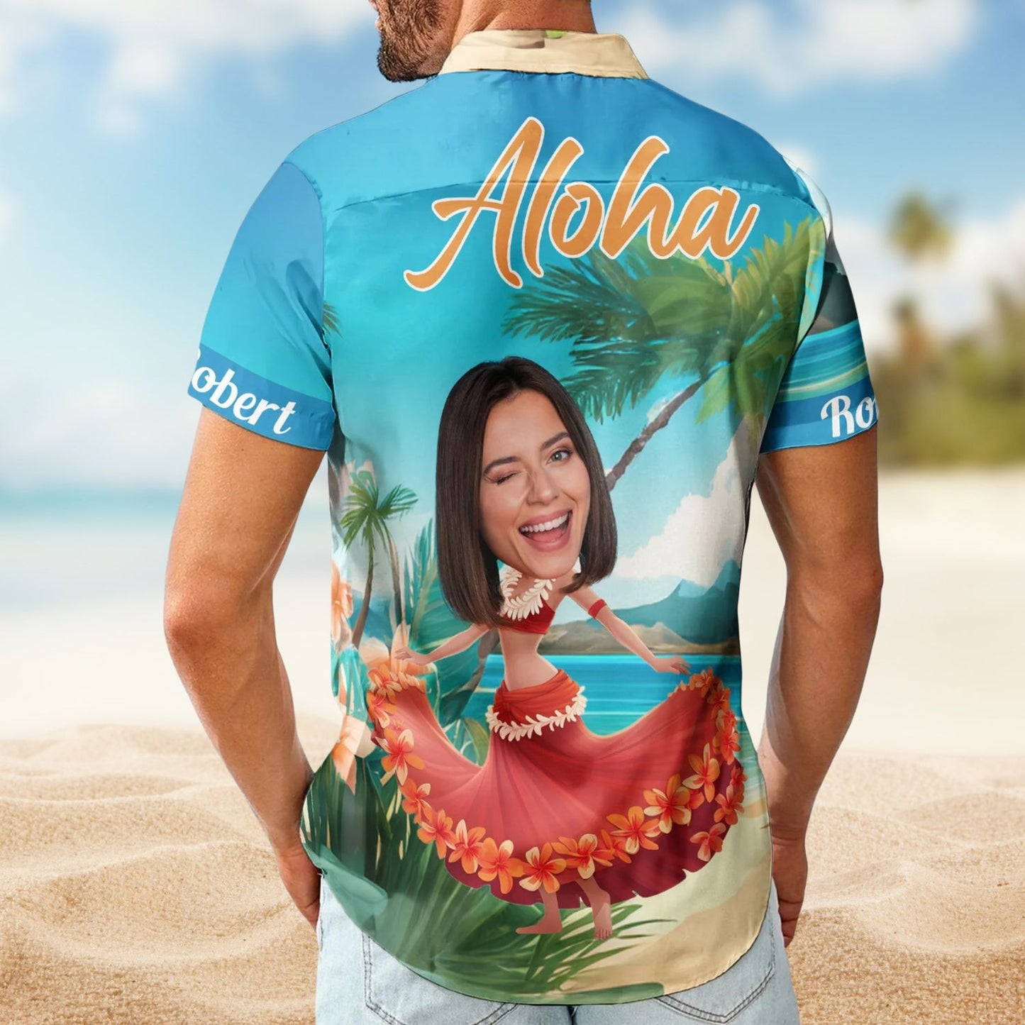Custom Funny Face Hula Dancing Gift for Men & Women – Custom Photo Hawaiian Shirts