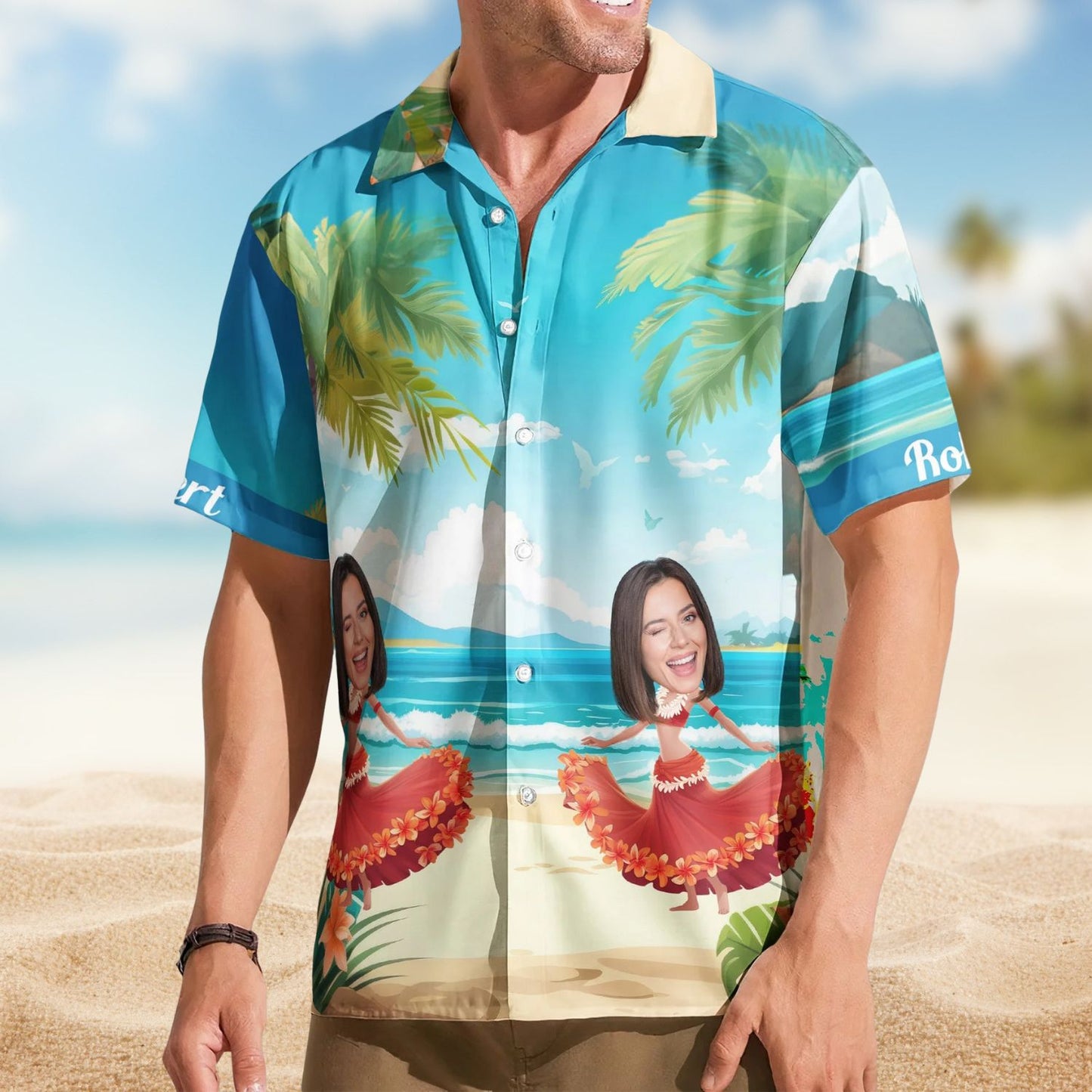 Custom Funny Face Hula Dancing Gift for Men & Women – Custom Photo Hawaiian Shirts