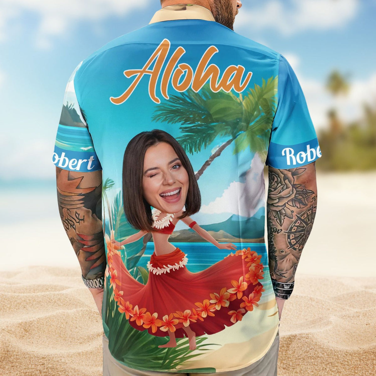 Custom Funny Face Hula Dancing Gift for Men & Women – Custom Photo Hawaiian Shirts