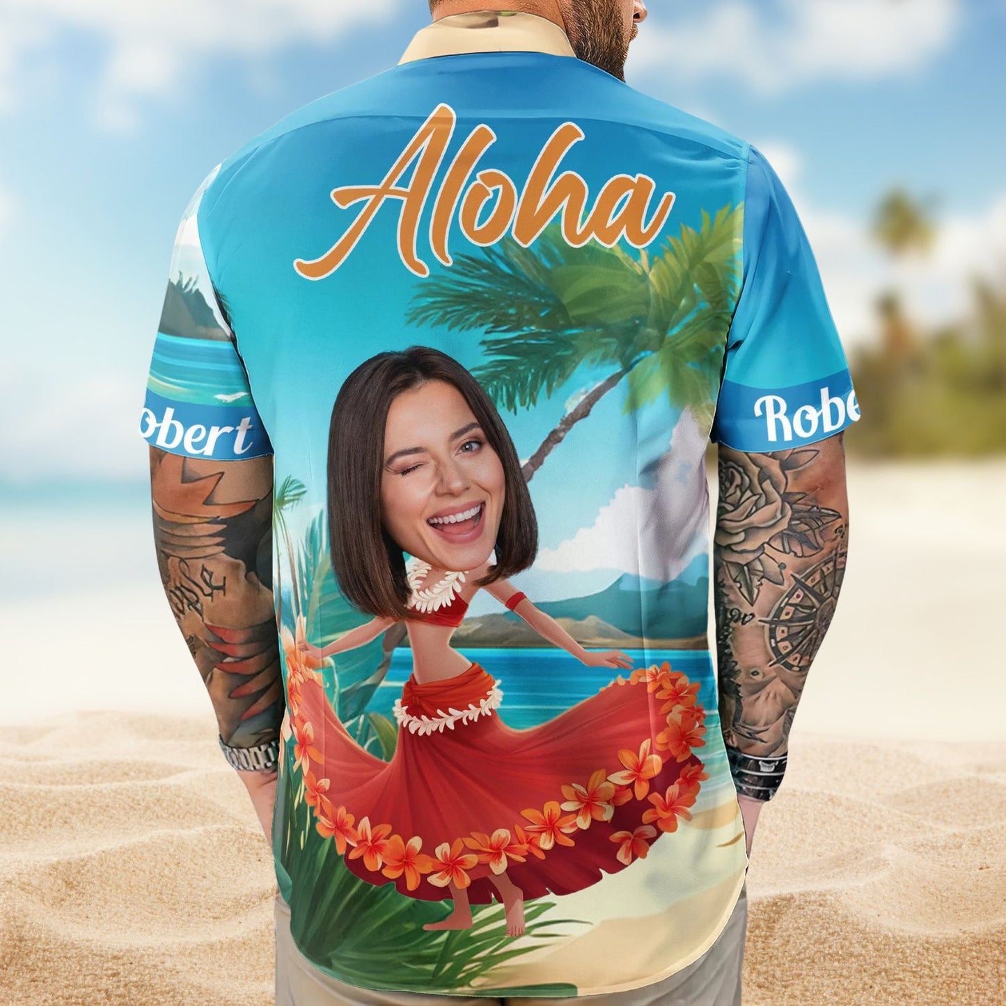 Custom Funny Face Hula Dancing Gift for Men & Women – Custom Photo Hawaiian Shirts