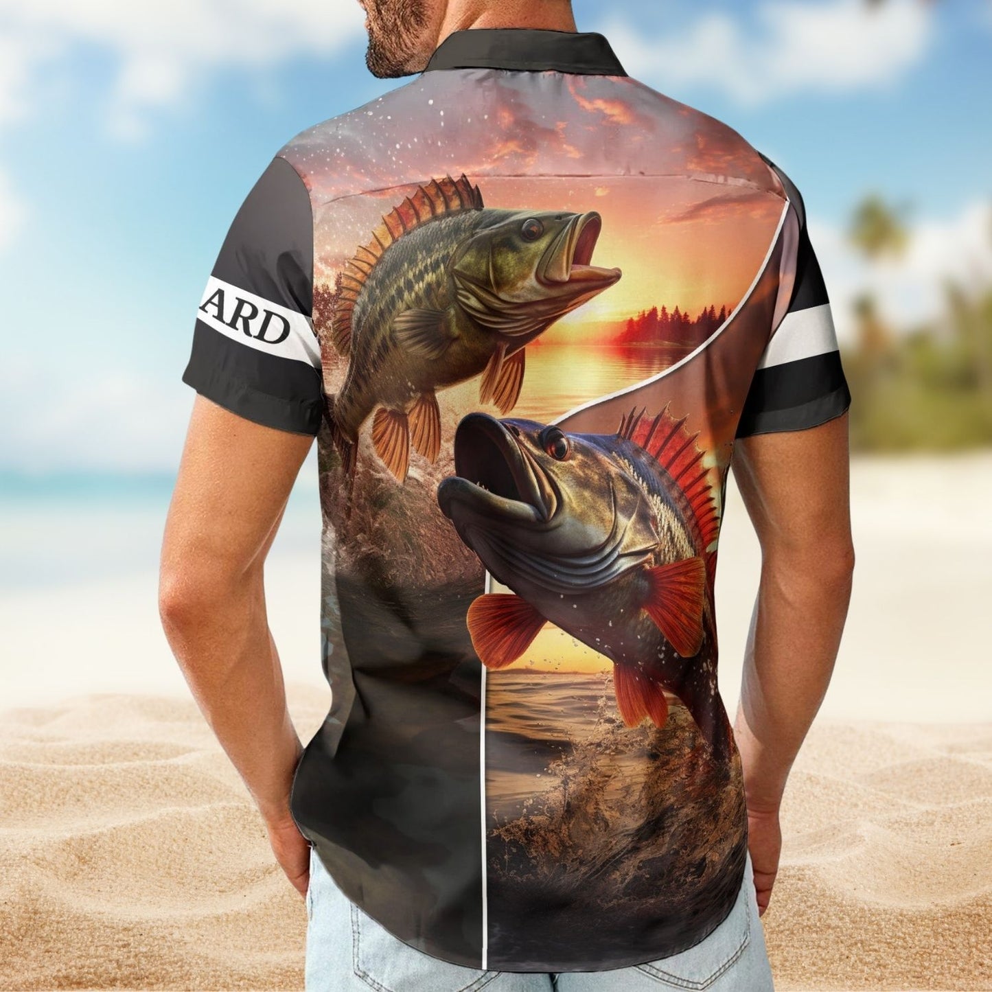 Personalized Fishing Aloha Shirt – Custom Name Fishing Bass Fish Gift For Husband - Custom Hawaiian Shirt