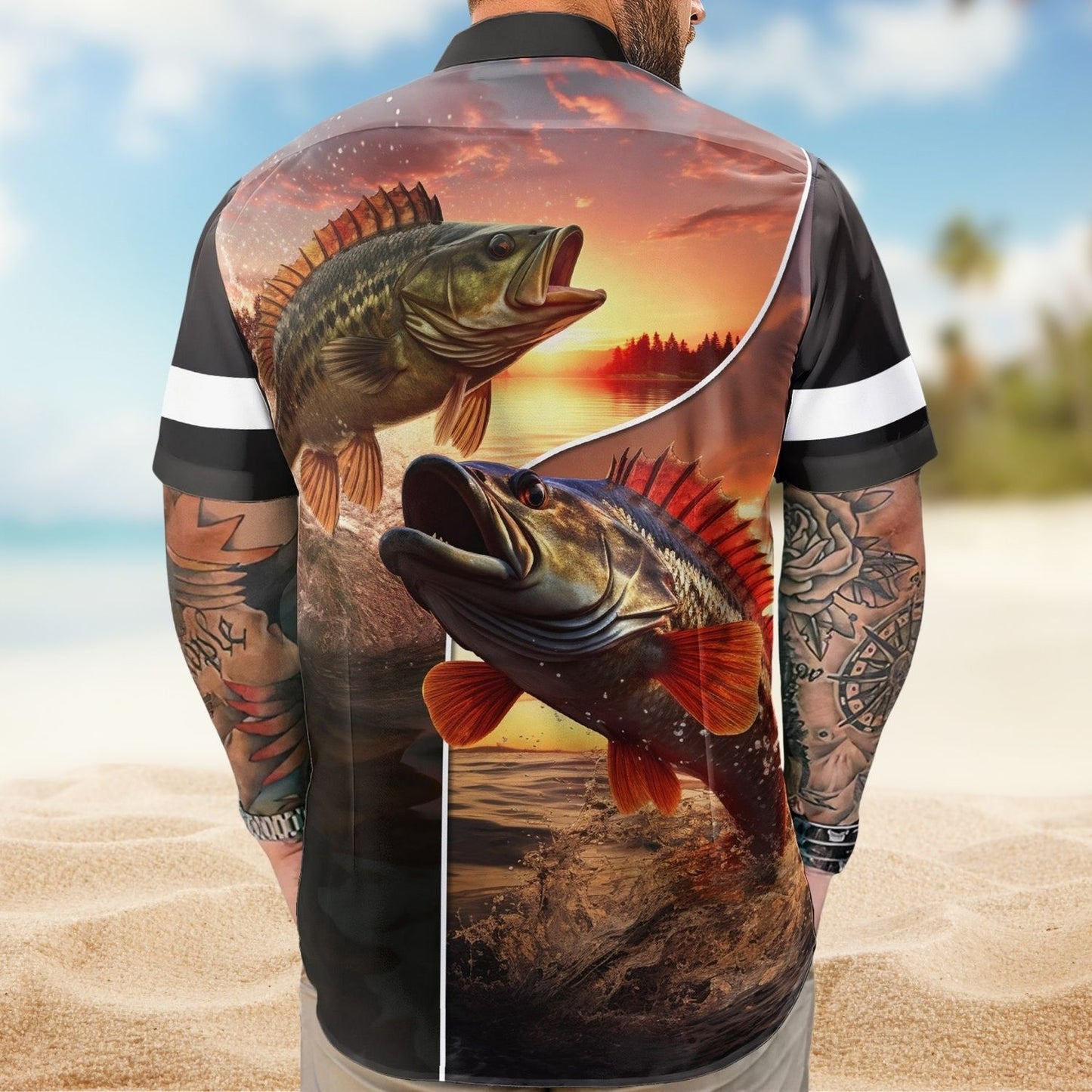 Personalized Fishing Aloha Shirt – Custom Name Fishing Bass Fish Gift For Husband - Custom Hawaiian Shirt