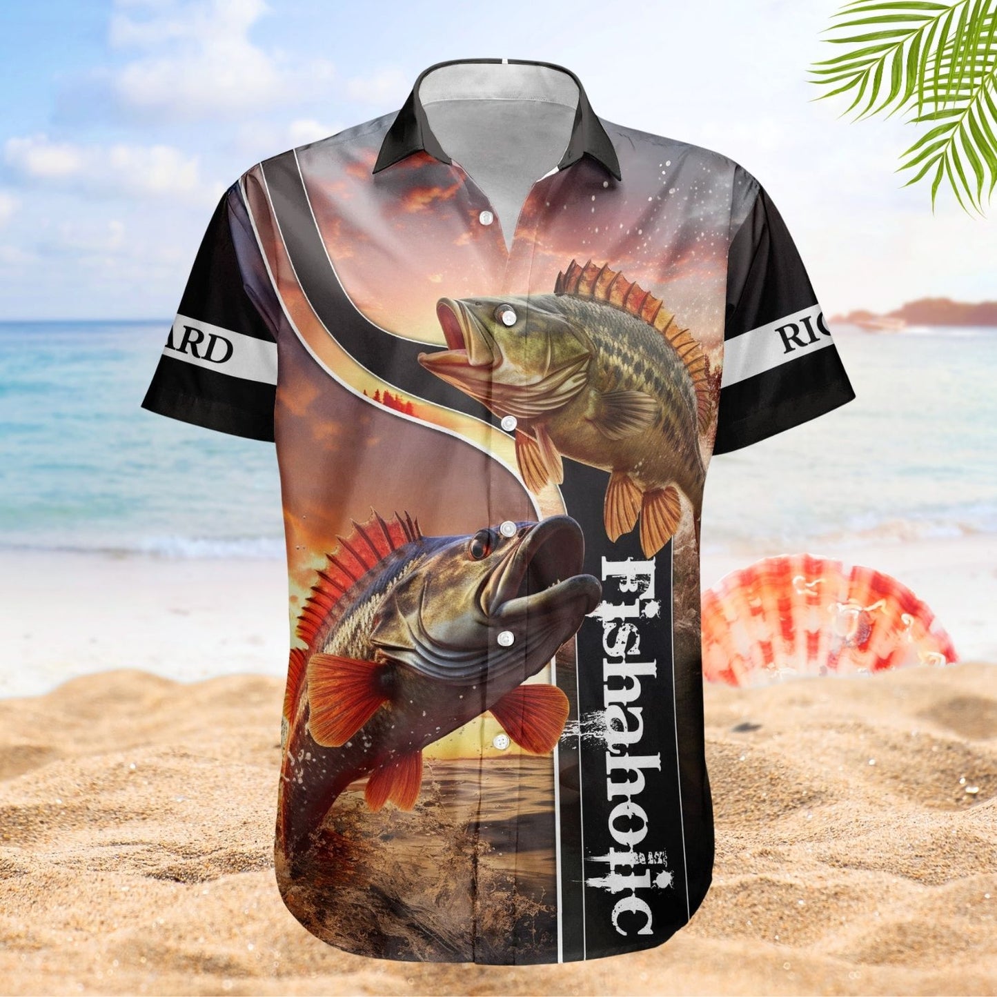 Personalized Fishing Aloha Shirt – Custom Name Fishing Bass Fish Gift For Husband - Custom Hawaiian Shirt