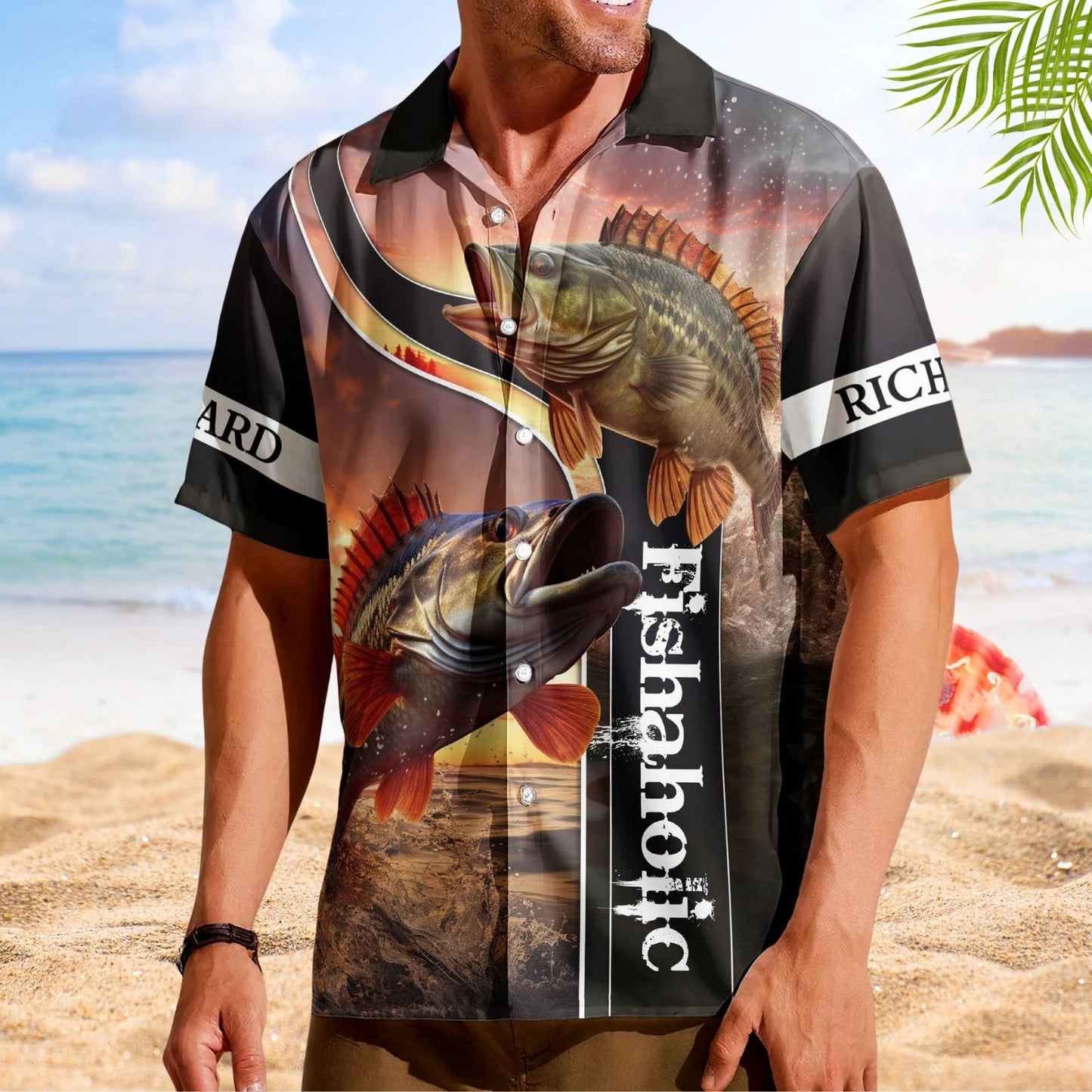 Personalized Fishing Aloha Shirt – Custom Name Fishing Bass Fish Gift For Husband - Custom Hawaiian Shirt