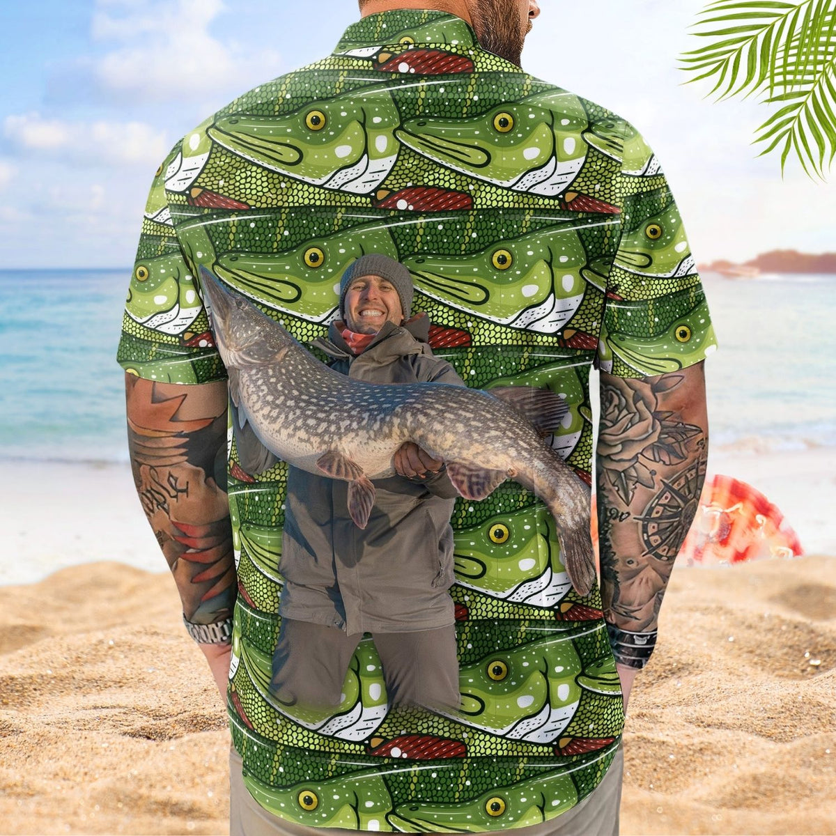 Personalized Fishing Aloha Shirt – Custom Photo Bass Fish Fishing Makes Me Happy - Custom Photo Hawaiian Shirt