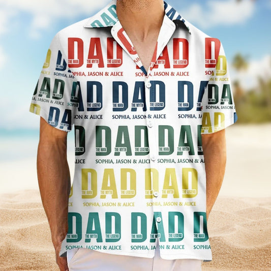 Custom Photo Gift Father Dad The Man The Myth The Legend – Personalized Hawaiian Shirt