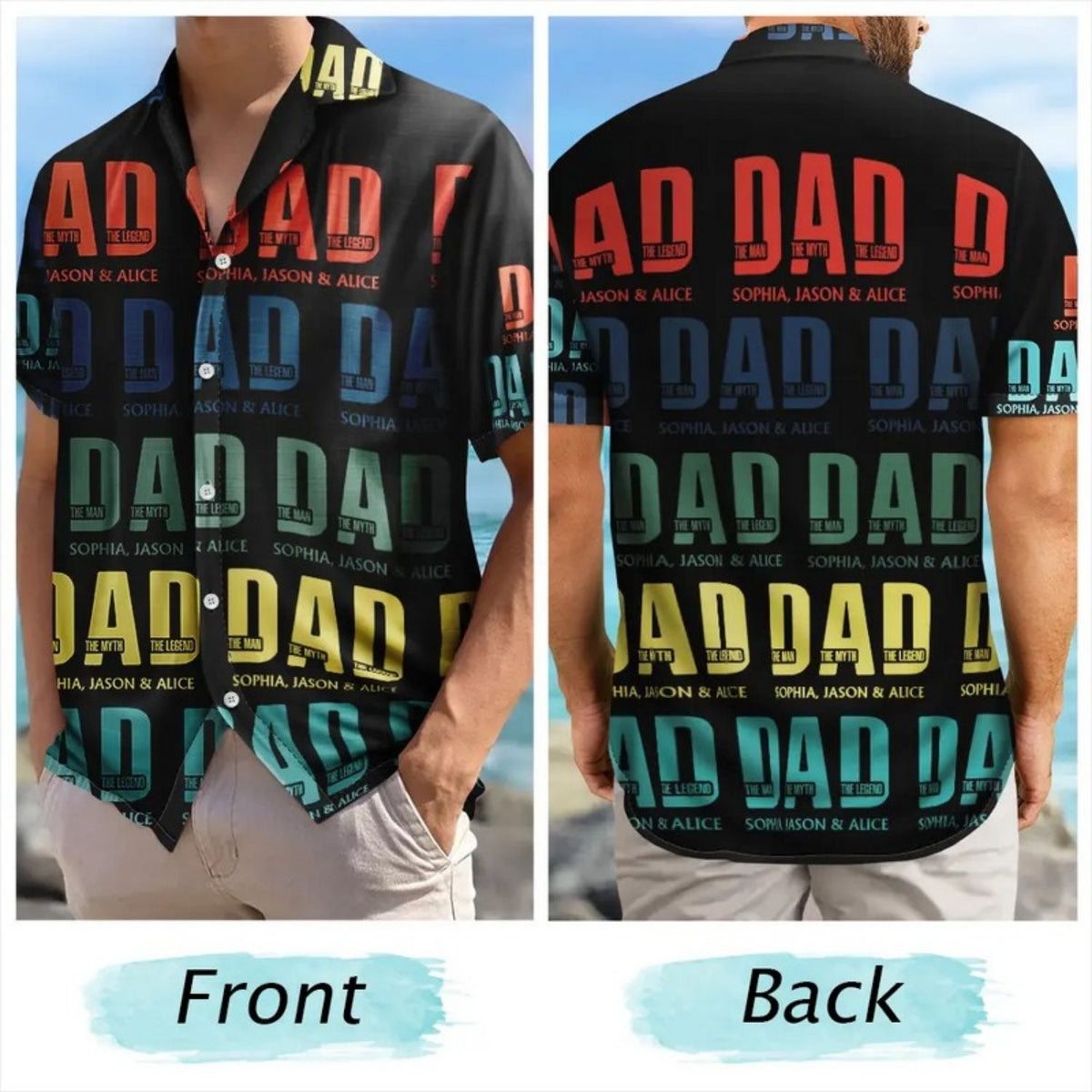 Custom Photo Gift Father Dad The Man The Myth The Legend – Personalized Hawaiian Shirt