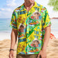 Personalized Photo Hawaiian Shirt – Cool Dinosaur Surfing Ride the Wave Summer Shirt