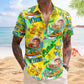 Personalized Photo Hawaiian Shirt – Cool Dinosaur Surfing Ride the Wave Summer Shirt