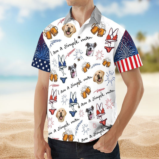Custom Photo Aloha Shirt – I Am A Simple Man Dog Lover - Personalized Photo Hawaiian Shirt