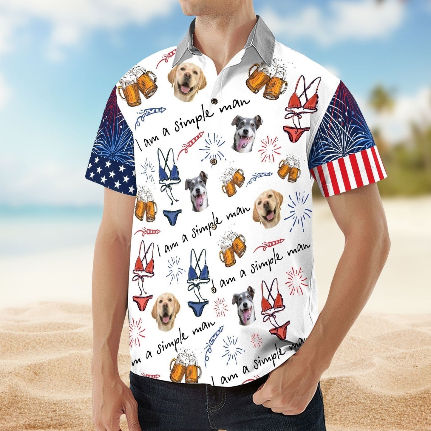 Custom Photo Aloha Shirt – I Am A Simple Man Dog Lover - Personalized Photo Hawaiian Shirt