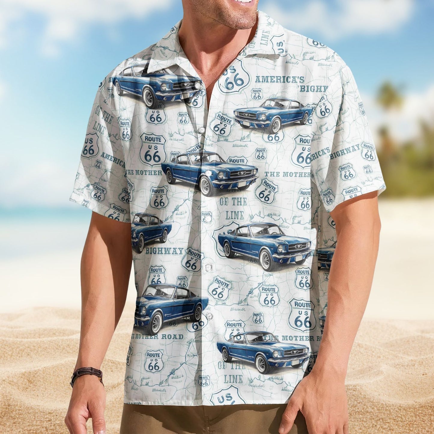 Classic Car Summer Vibes – Personalized Hawaiian Shirt