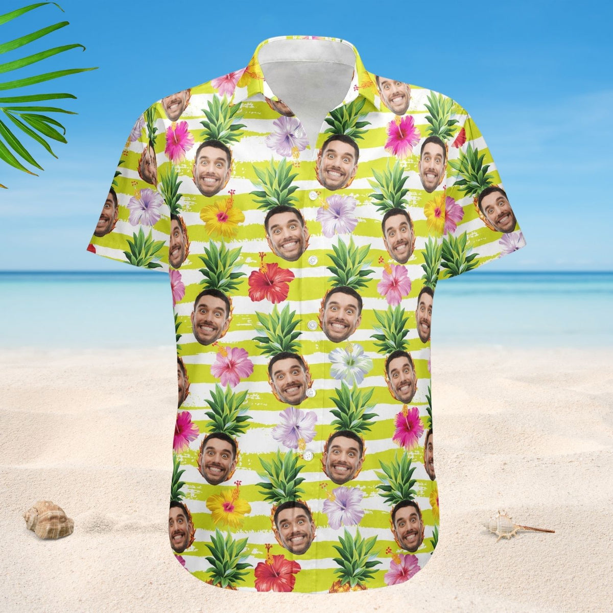 Funny Custom Face With Pineapple - Personalized Photo Hawaiian Shirt