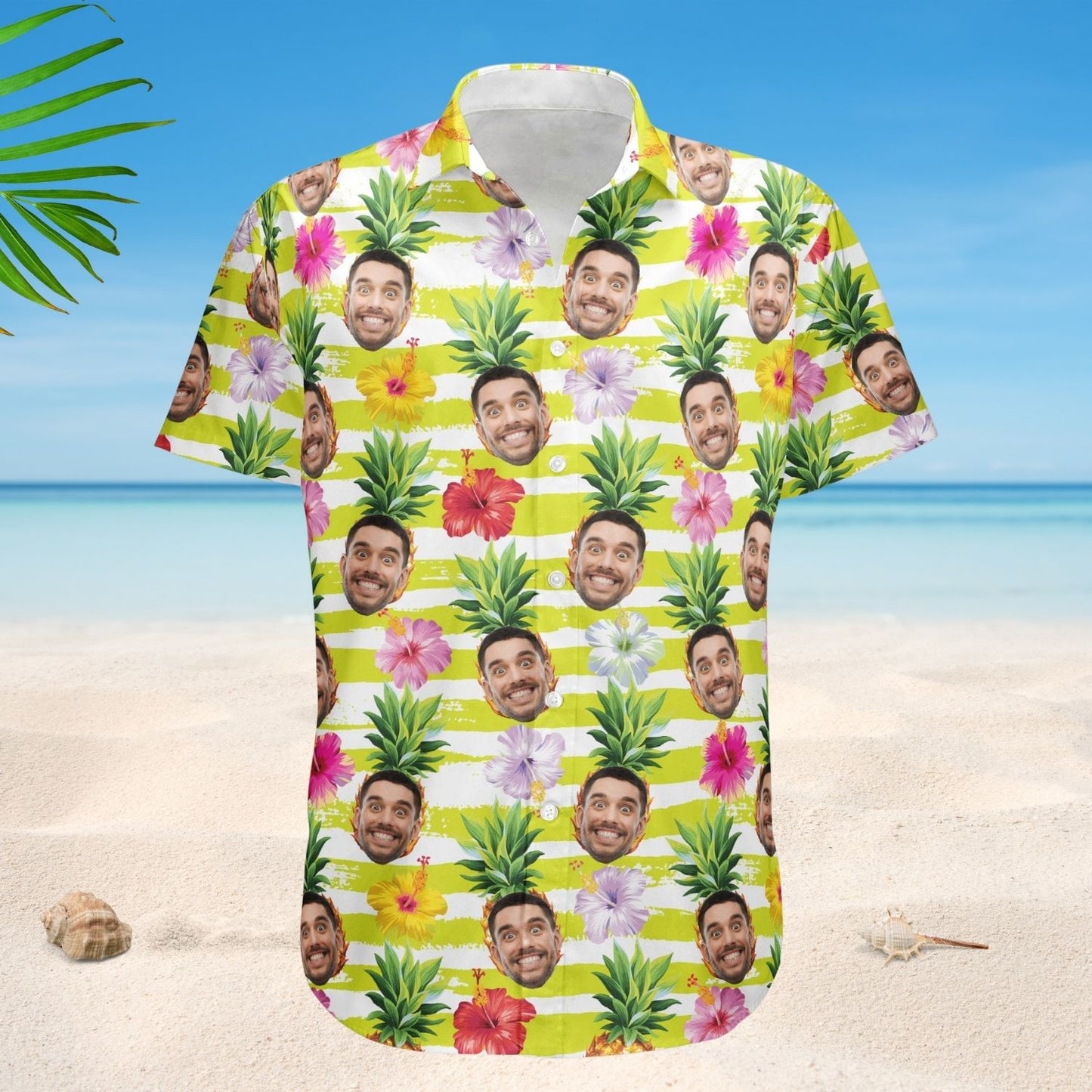 Funny Custom Face With Pineapple - Personalized Photo Hawaiian Shirt